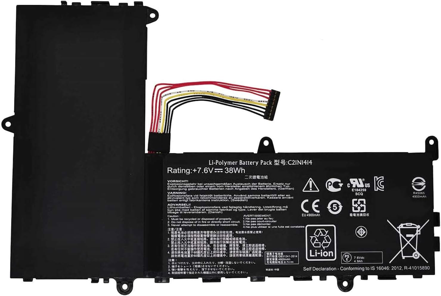 4800mAh Li-Po ASUS 0B200-0124000, C21N1414 compatibele Accu