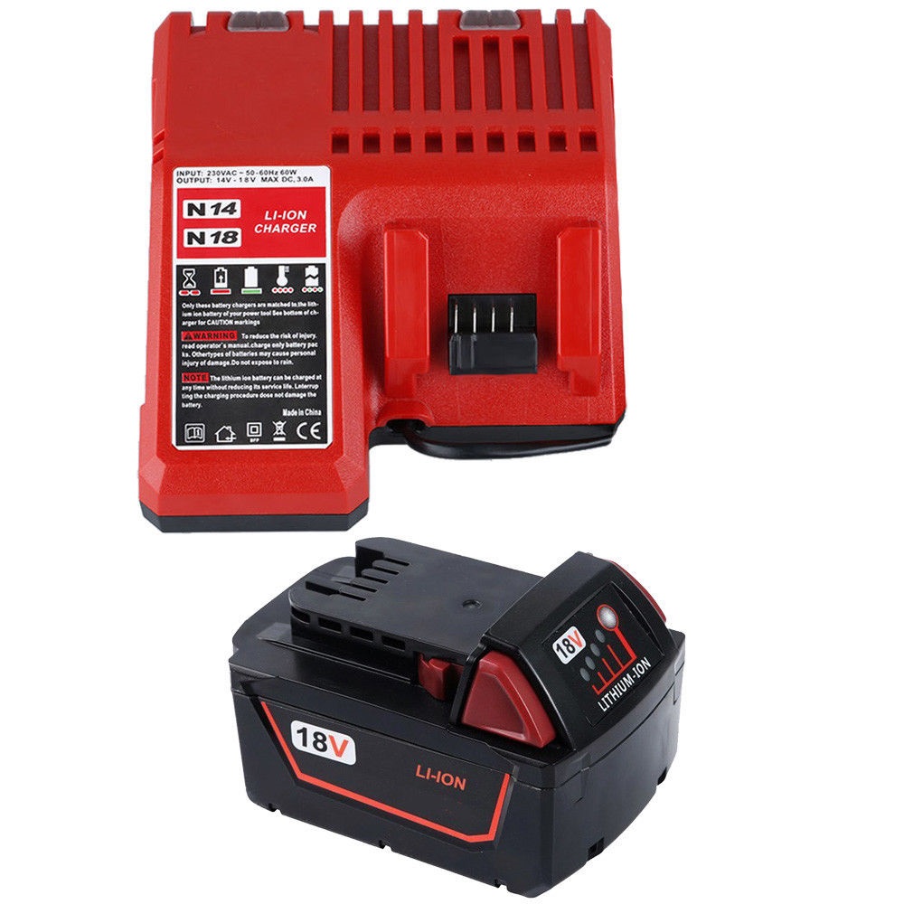 3000mAh 18V Li-Ion compatibele Accu + Charger for MILWAUKEE M18 48-59-1812 1840