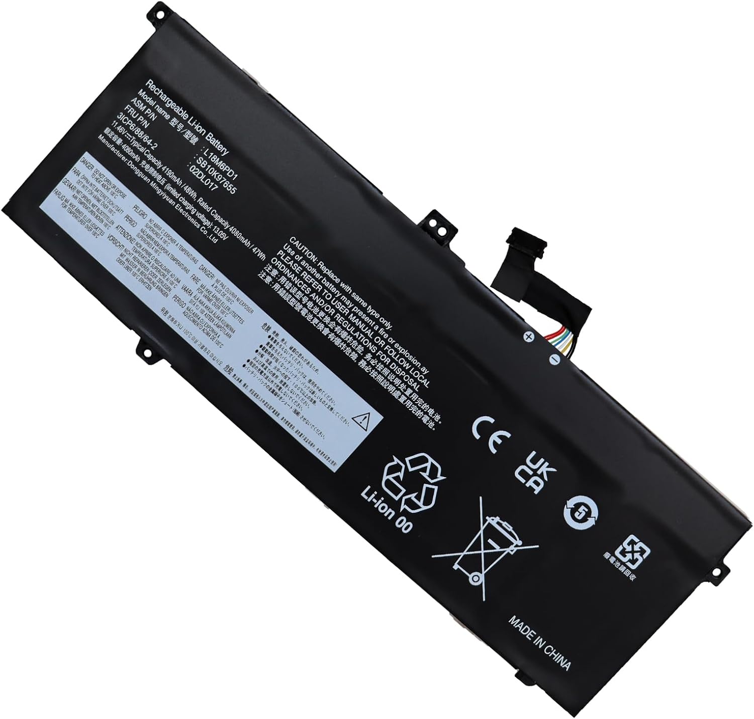 L18M6PD1 Lenovo ThinkPad X13 X390 X395 L18M6PD2 02DL018 L18C6PD1 11.46V 48Wh compatibele Accu