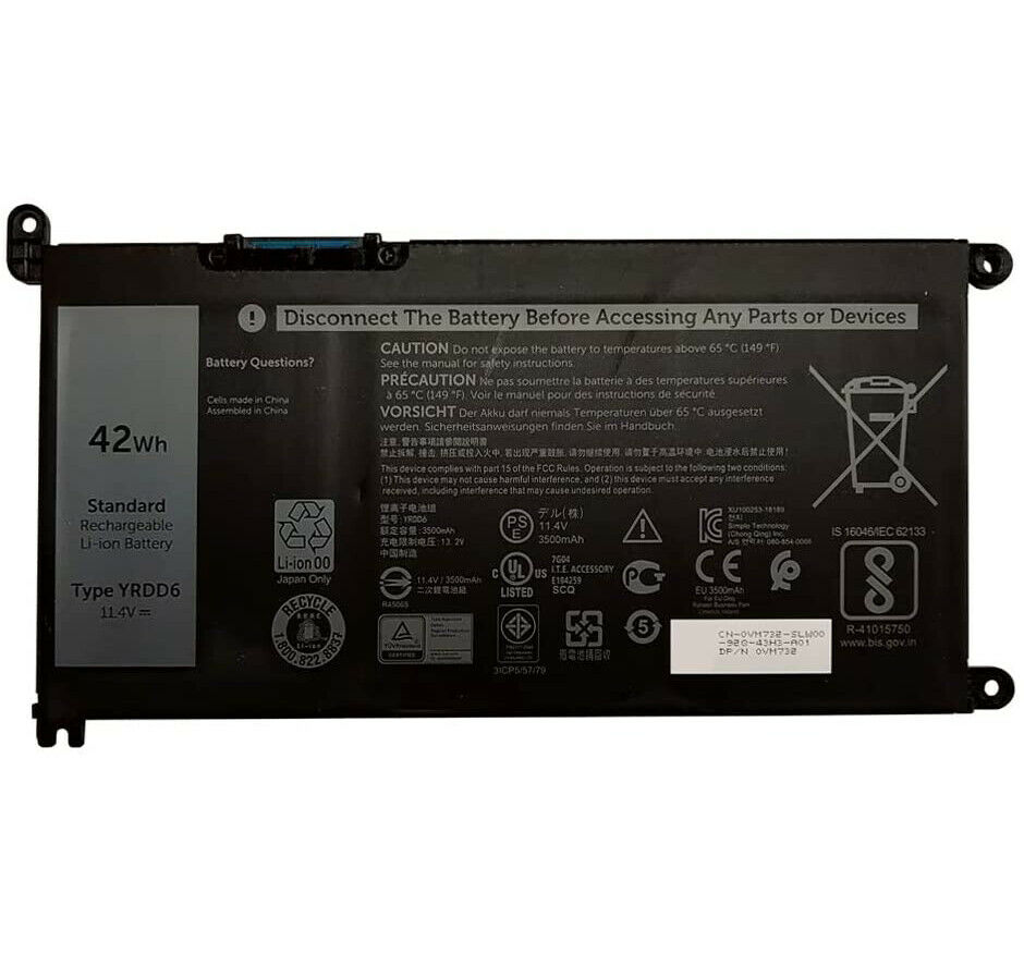 YRDD6 DELL INSPIRON 5482 5493 5593 VOSTRO 5481 5581 42WH compatibele Accu - Klik op de afbeelding om het venster te sluiten